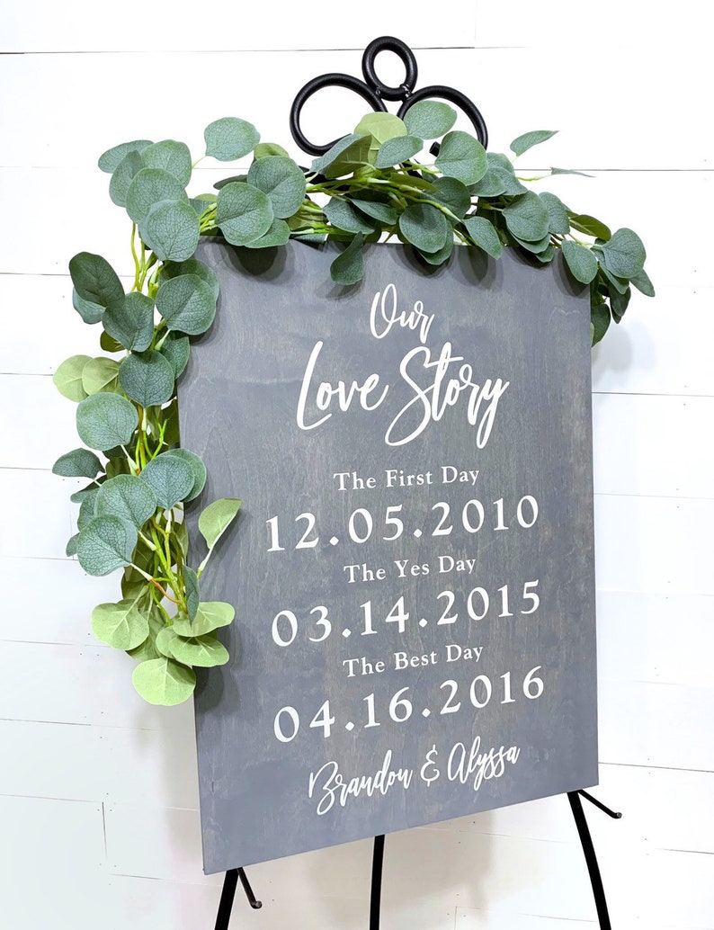 Wood Wedding Sign, Our Love Story Sign, First Day Yes day Best Day Sign, Welcome Wedding Sign, Anniversary Gift, Wedding Gift gift image 7