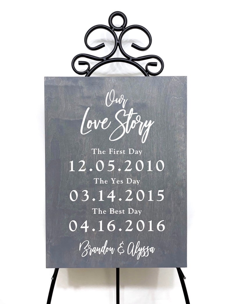 Wood Wedding Sign, Our Love Story Sign, First Day Yes day Best Day Sign, Welcome Wedding Sign, Anniversary Gift, Wedding Gift gift image 8