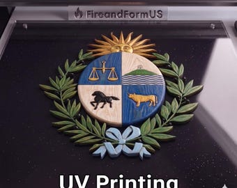 Uruguay Great Seal 3d Wood Style Digital File, 16-bit 9000px Png for UV Printing, Sublimation, Dtf, Dtg, High-Res Faux Wood Carving.