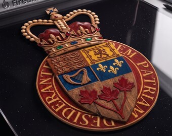 Canada Great Seal 3d Wood Style Digital File, 16-bit 9000px Png for UV Printing, Sublimation, Dtf, Dtg, High-Res Faux Wood Carving.