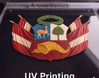 Peru Great Seal 3d Wood Style Digital File, 16-bit 9000px Png for UV Printing, Sublimation, Dtf, Dtg, High-Res Faux Wood Carving.