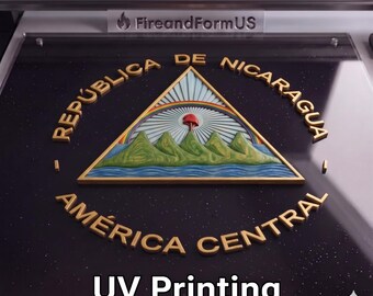 Nicaragua Great Seal 3d Wood Style Digital File, 16-bit 9000px Png for UV Printing, Sublimation, Dtf, Dtg, High-Res Faux Wood Carving.