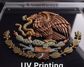 Mexico Great Seal 3d Wood Style Digital File, 16-bit 9000px Png for UV Printing, Sublimation, Dtf, Dtg, High-Res Faux Wood Carving.