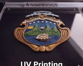 Costa Rica Great Seal 3d Wood Style Digital File, 16-bit 9000px Png for UV Printing, Sublimation, Dtf, Dtg, High-Res Faux Wood Carving.