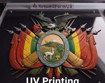 Bolivia Great Seal 3d Wood Style Digital File, 16-bit 9000px Png for UV Printing, Sublimation, Dtf, Dtg, High-Res Faux Wood Carving.