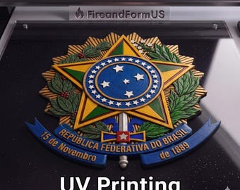Brazil Great Seal 3d Wood Style Digital File, 16-bit 9000px Png for UV Printing, Sublimation, Dtf, Dtg, High-Res Faux Wood Carving.