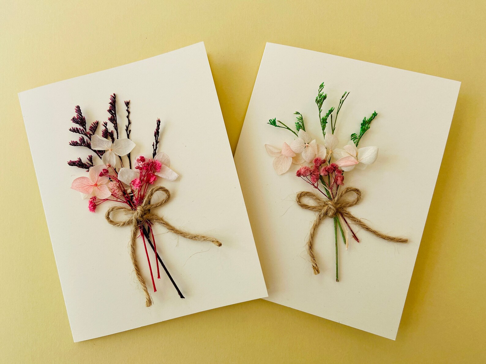 Handmade Dried Flowers Card with Gift Etsy