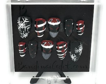 Krampus Press on Gel Nails - Hand Painted