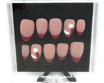 Santa Hat French Tip Press-On Gel Nails – Reusable & Customizable Sizes!