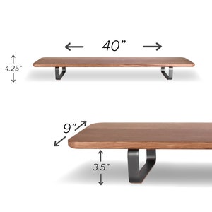 white oak monitor stand, white oak desk shelf, white oak desk stand, 3.5 inch under shelf, 9 inch depth, 40 inch wide, 4.25 total height