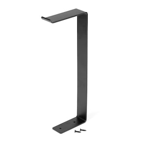 May include: Black metal shelf bracket with two screws. The bracket is L-shaped and has a flat base.