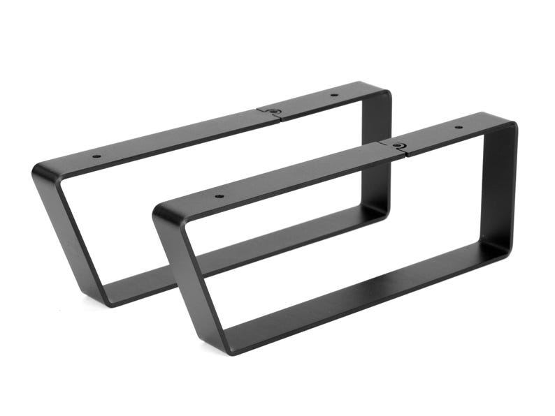 modern matte black desk shelf leg monitor stand base durable steel with cork pad 10" depth minimalist design leg for office organization.jpg