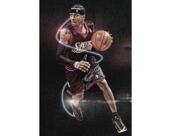 Allen Iverson Poster Philadelphia 76ers Glossy Quality Print Photo Wall Art Sports NBA Basketball Sizes 8x10 11x17 16x20 22x28 24x36 27x40