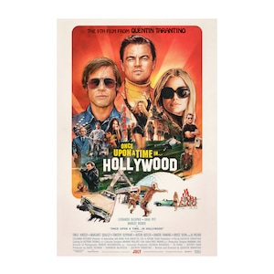 Once Upon a Time in Hollywood Movie Poster Print Photo Leonardo DiCaprio Brad Pitt Margot Robbie Sizes 8x10 11x17 16x20 22x28 24x36 27x40 #1