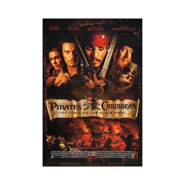 Pirates of the Caribbean The Curse of the Black Pearl Movie Poster Quality Glossy Print Photo Sizes 8x10 11x17 16x20 22x28 24x36 27x40 #1