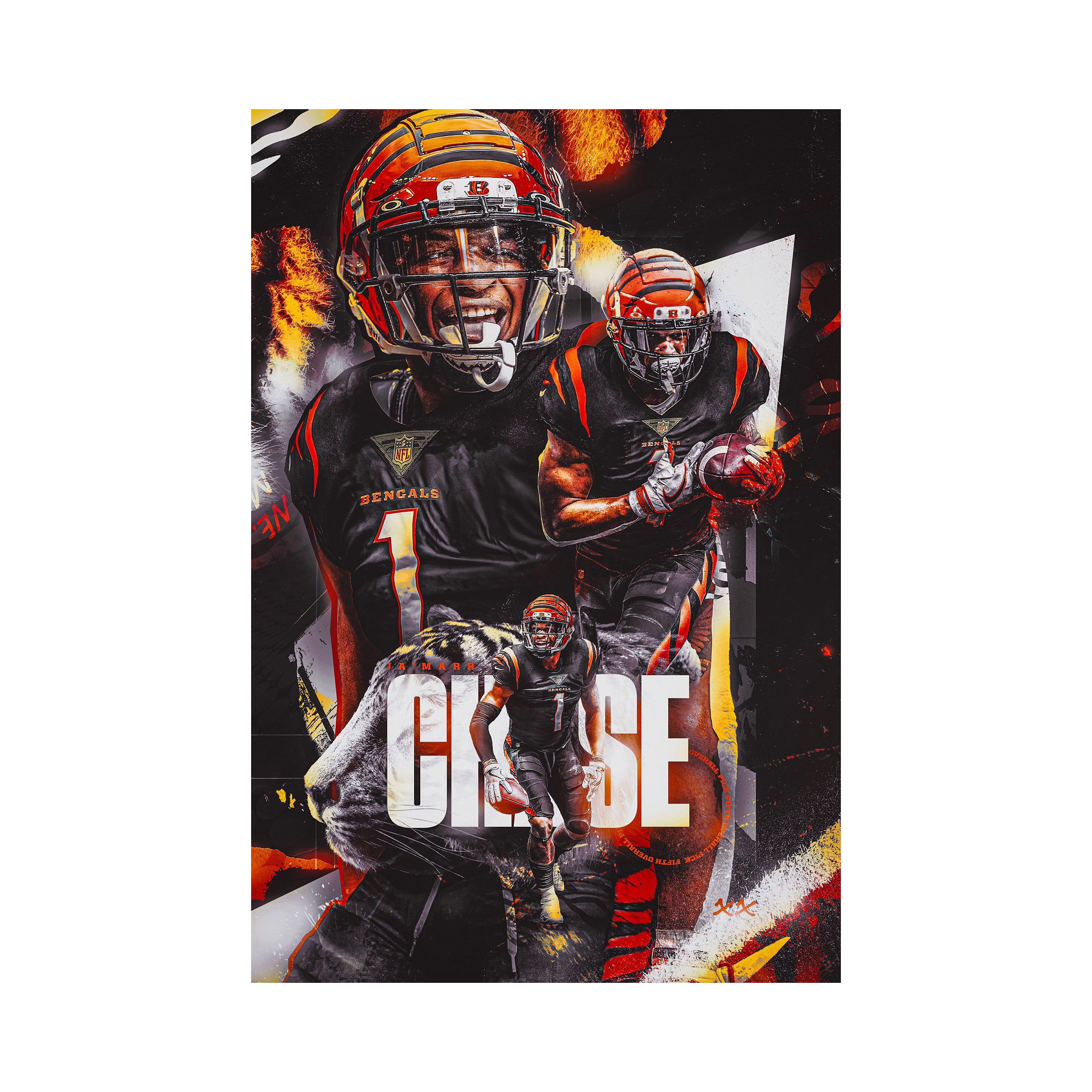Ja'Marr Chase NFL Football Poster Print Photo Wall Art Limited