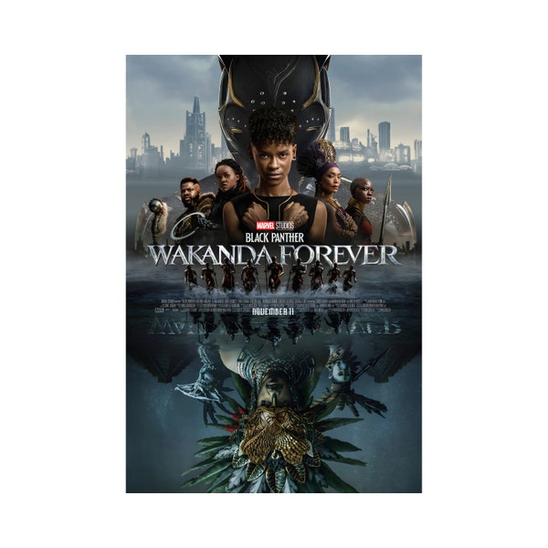 Black Panther Wakanda Forever Movie Poster Quality Glossy Print Photo Wall Art Letitia Wright Sizes 8x10 11x17 16x20 22x28 24x36 27x40