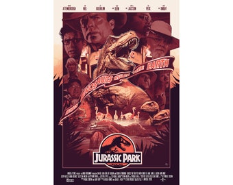 Jurassic Park Movie Poster Quality Glossy Print Photo Wall Art Laura Dern Jeff Goldblum Spielberg Sizes 8x10 11x17 16x20 22x28 24x36 27x40