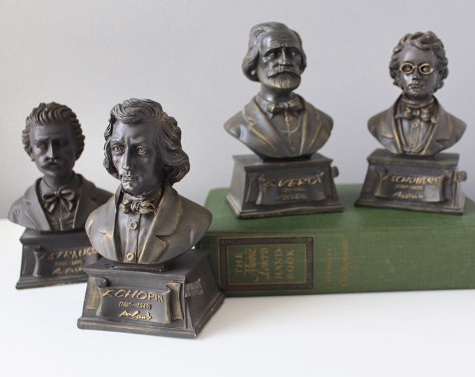 Composer Busts - Strauss, Chopin, Verdi, Schubert - K's Collection