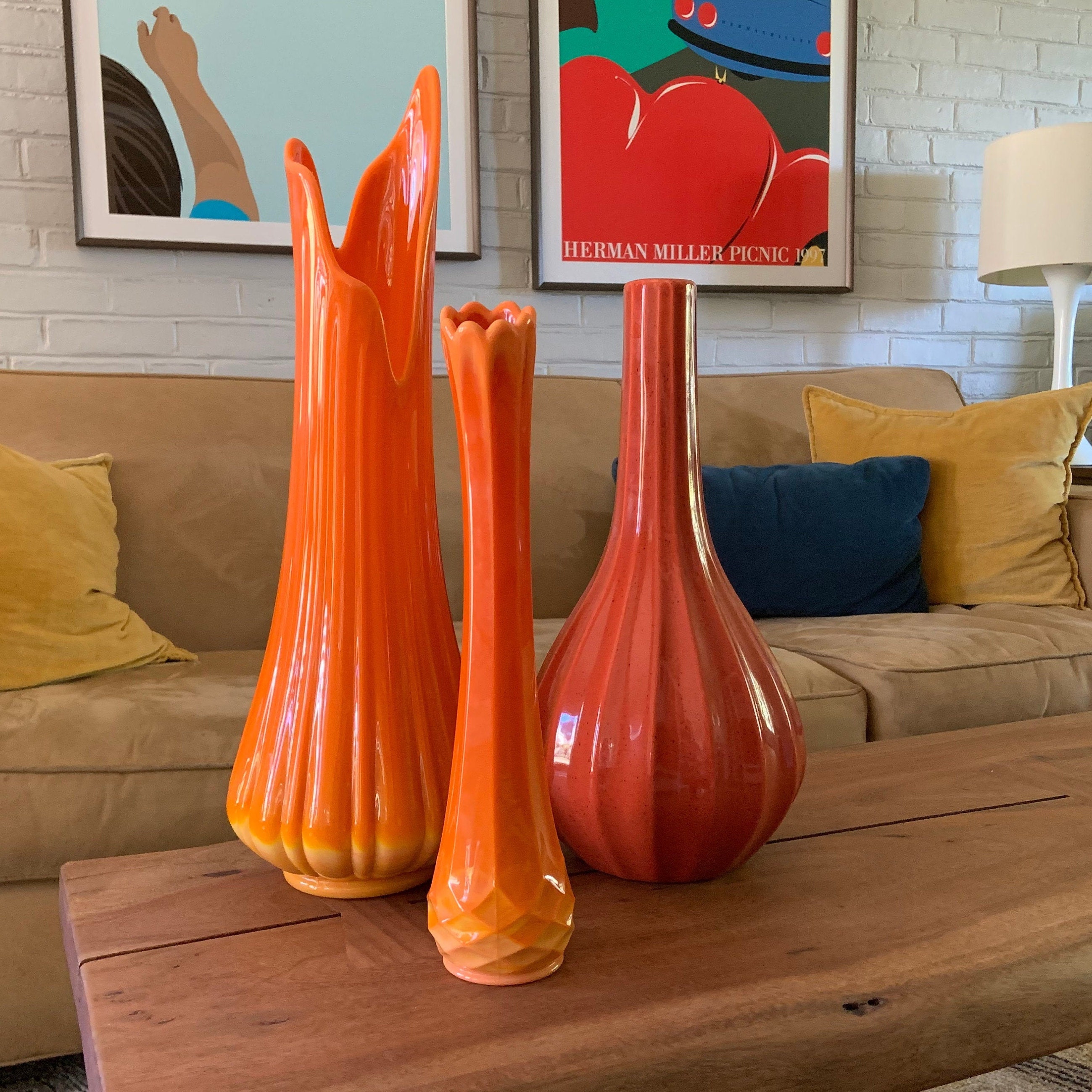 Burnt Orange Tall Haeger Vase Deep Orange Speckled