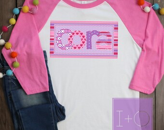 FOUR COMPLETE ALPHABETS! Digital Valentine Heart Faux Applique Alphabet Font with Stripes and Dots