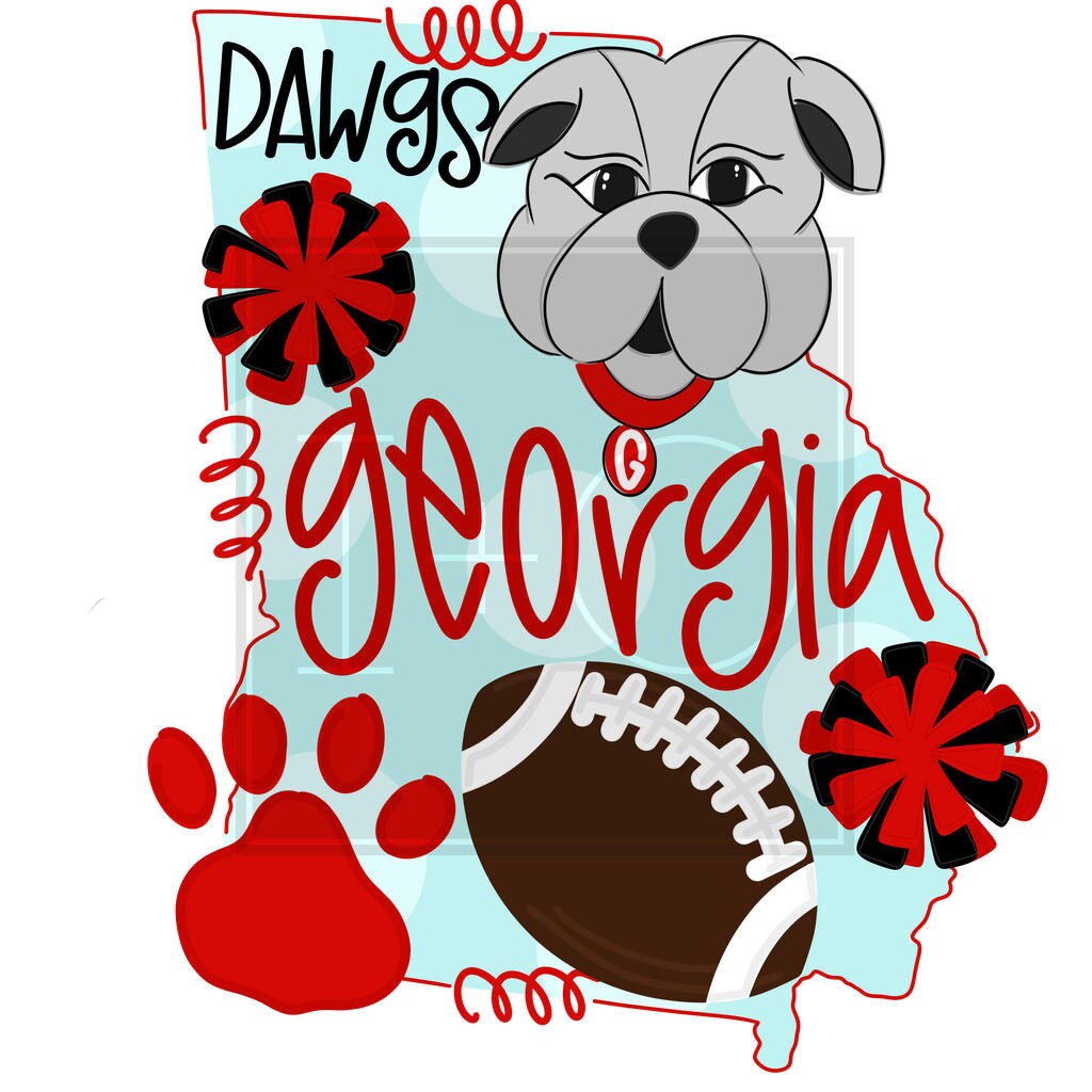 Georgia Bulldog Football Hand Printable Digital Download PNG | Etsy