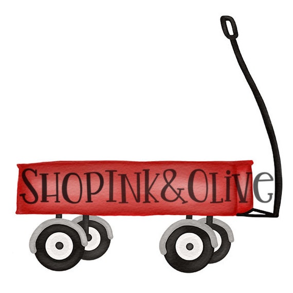 Watercolor Png Red Wagon Digital Download Clipart Vintage Etsy