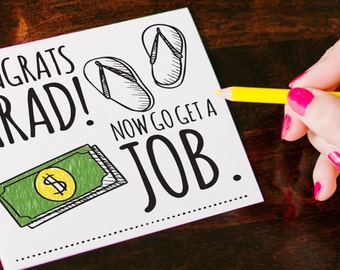 Tarjeta de graduación imprimible divertida / Tarjeta de graduación universitaria / Tarjeta de graduación de la escuela secundaria / Tarjeta de felicitación de graduación