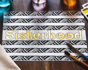 Página para colorear de hermandad / Página para colorear imprimible / Descarga instantánea / Actividad de hermanas / Coloración para adultos