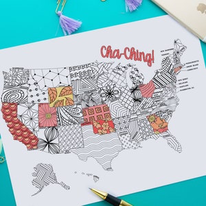USA Karte Sales Tracker Ausmalbilder Zum Ausdrucken | Sofort Download