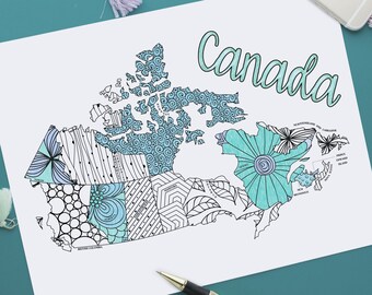 Página para colorear imprimible del mapa de Canadá / Rastreador de ventas de Etsy / Descarga instantánea