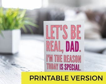 Tarjeta imprimible del Día del Padre / Tarjeta para colorear imprimible divertida para papá / Descarga instantánea / Colorea tu propia tarjeta de felicitación / Tarjeta de cotización sarcástica