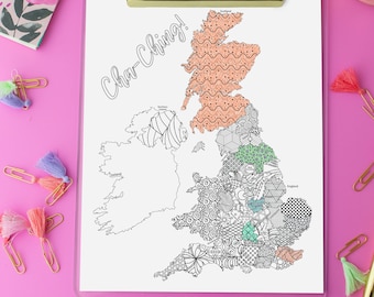 Great Britain Sales Tracker | Map of Great Britain Printable Coloring Page | Instant Download