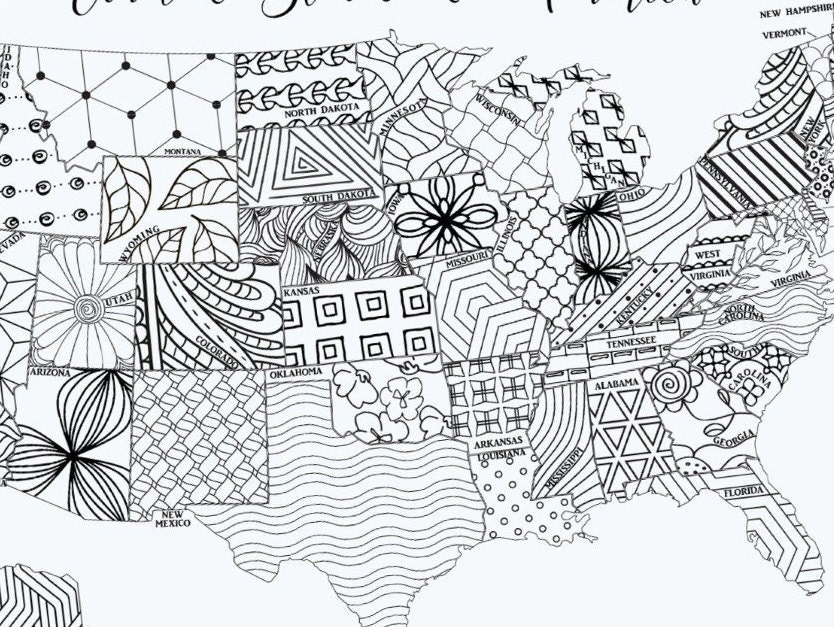 US Map Printable Coloring Page Instant Download | Etsy