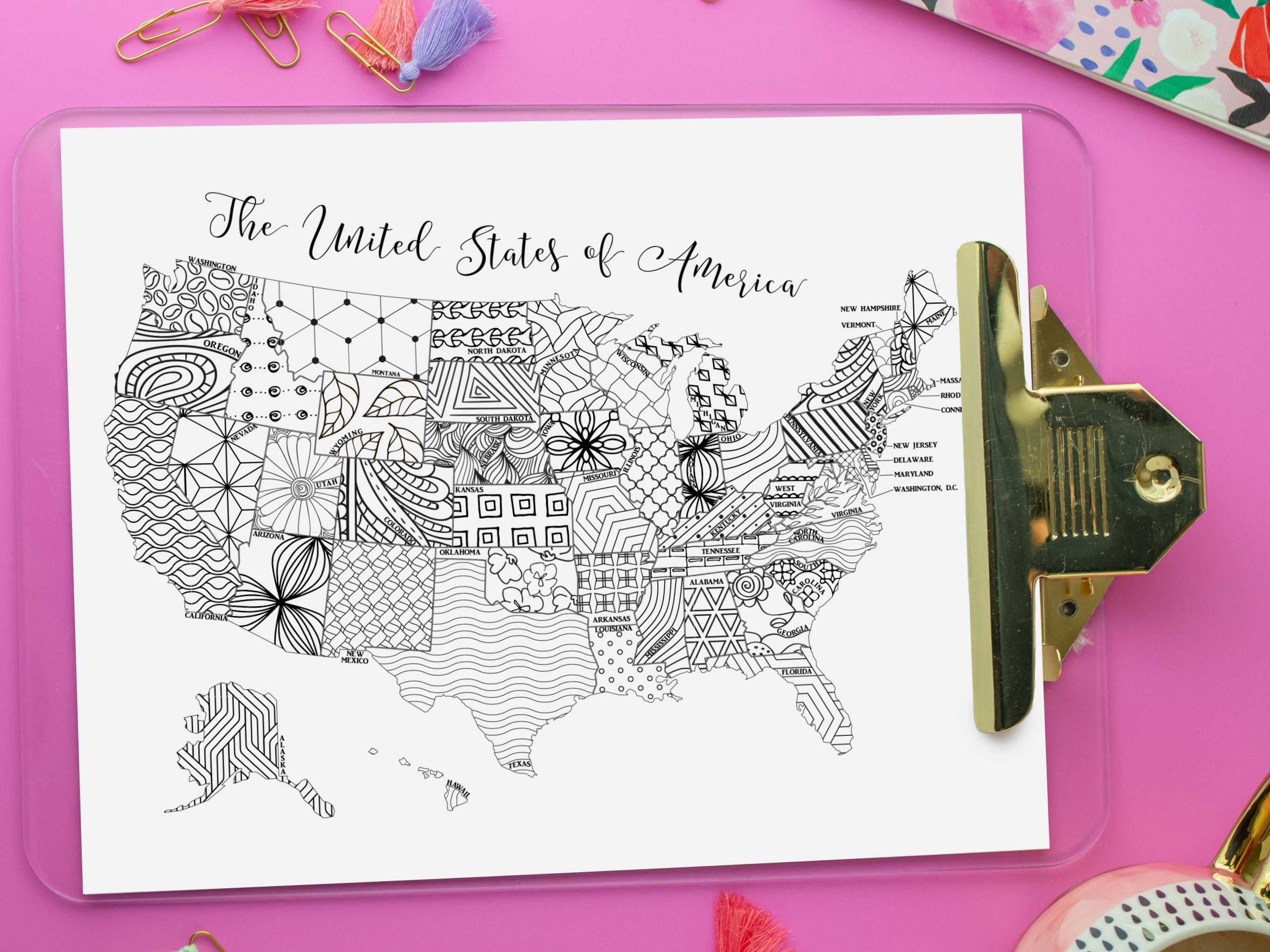 US Map Printable Coloring Page | Instant Download - Etsy