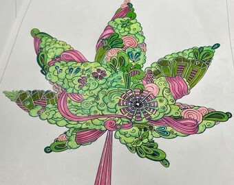 Conjunto de páginas para colorear de hojas de cannabis