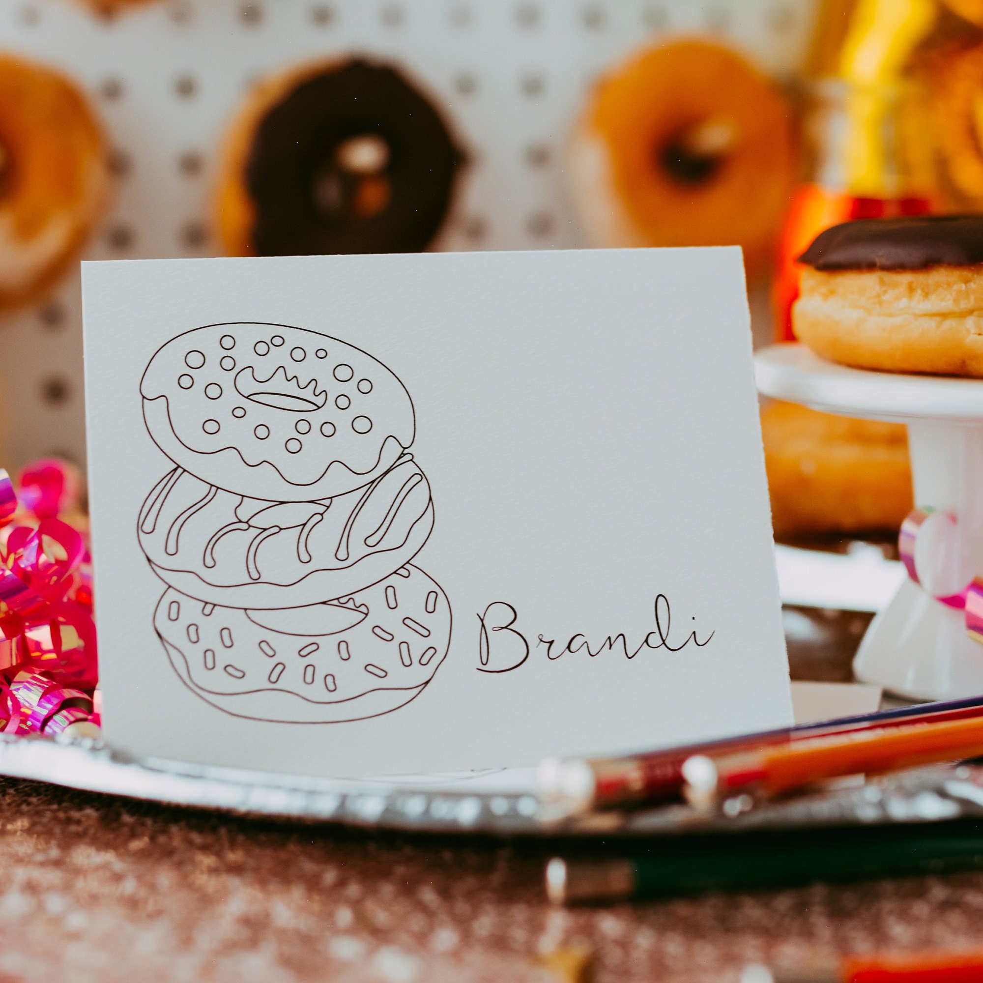 Donut Coloring Notecards with Envelopes Blank Inside | Etsy