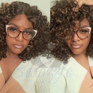 Honey Blonde HD Lace front Glueless for Black Women. Big Curls Stylish Highlighted Synthetic Wigs For Black Women