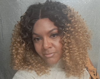 Vibrant Ombre Curly Glueless Lace Front Wigs for Black Women.