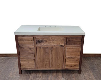 72" Rustic Walnut Bathroom Vanity | Six Drawer | Single Sink | Real Hardwood | Bathroom Storage | FREE Shipping