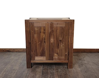 24" Rustic Walnut Shaker Bathroom Vanity | Real Hardwood | Bathroom Storage | FREE Shipping