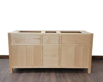 72" White Hard Maple Bathroom Vanity | Double Sink | Three Drawer | Real Hardwood | Bathroom Storage | FREE Shipping
