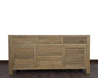 72" Brown Reclaimed Louverman Bathroom Vanity | Reclaimed wood | Bathroom Storage | FREE Shipping