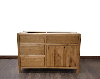 60" Rustic White Oak Bathroom Vanity | Three Drawer | Single Sink | Real Hardwood | Bathroom Storage | FREE Shipping