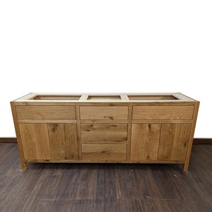 48&quot; Rustic White Oak Bathroom Vanity | Double Sink | Three Drawer | Real Hardwood | Bathroom Storage | FREE Shipping