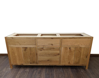 72" Rustic White Oak Bathroom Vanity | Double Sink | Three Drawer | Real Hardwood | Bathroom Storage | FREE Shipping