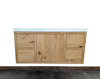 48" Rustic Cherry Floating Vanity | Four Drawer | Single Sink | Real Hardwood | Bathroom Storage | FREE Shipping