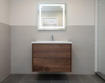 24" Two Drawer Floating Bathroom Vanity | Single Drawer | Single Sink | Real Hardwood | Bathroom Storage | FREE Shipping