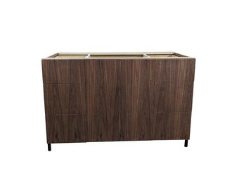 48" Walnut Veneer Bathroom Vanity | Six Drawer | Single Sink | Modern Design | Bathroom Storage | FREE Shipping