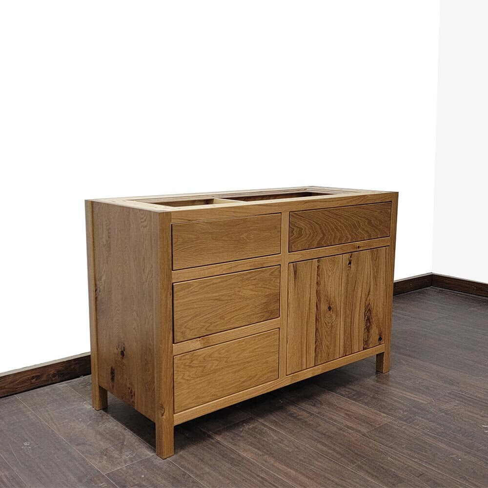 48" Rustic White Oak Bathroom Vanity | Three Drawer | Single Sink ...